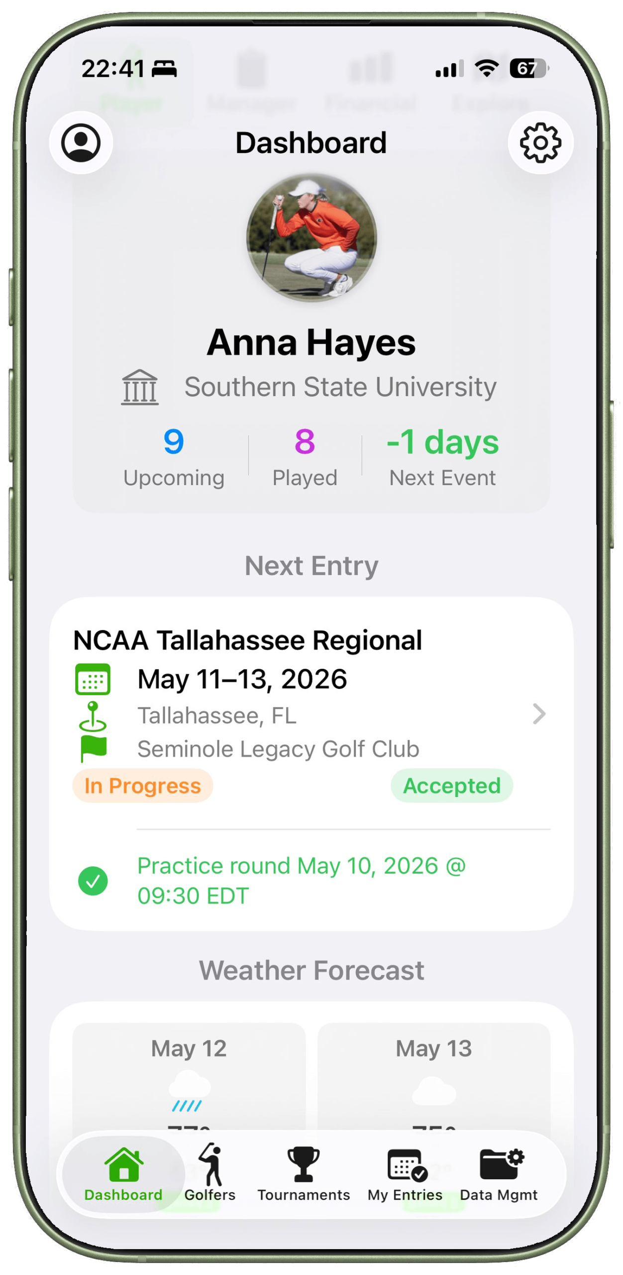 iphone 17 sage player dashboard